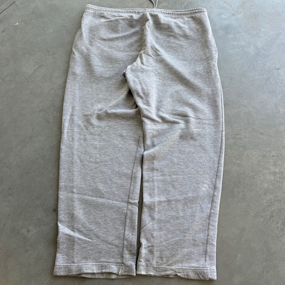 Nike Mens Grey Fleece Wide Leg Sweatpants Drawstring Pockets Large - Picture 2 of 4